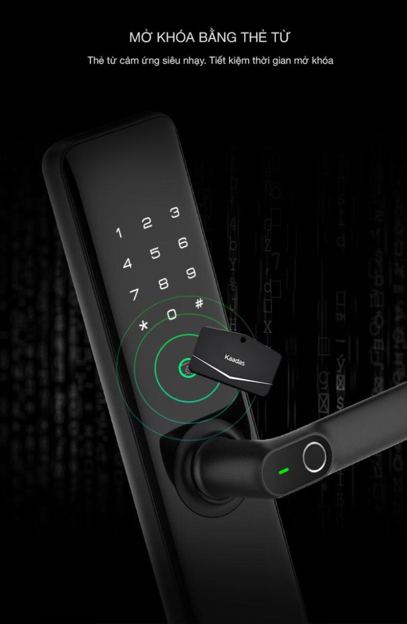 Mở khóa cửa Kaadas bằng thẻ từ NFC
