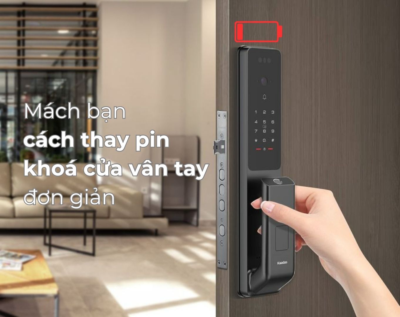 Cách thay pin khoá cửa vân tay
