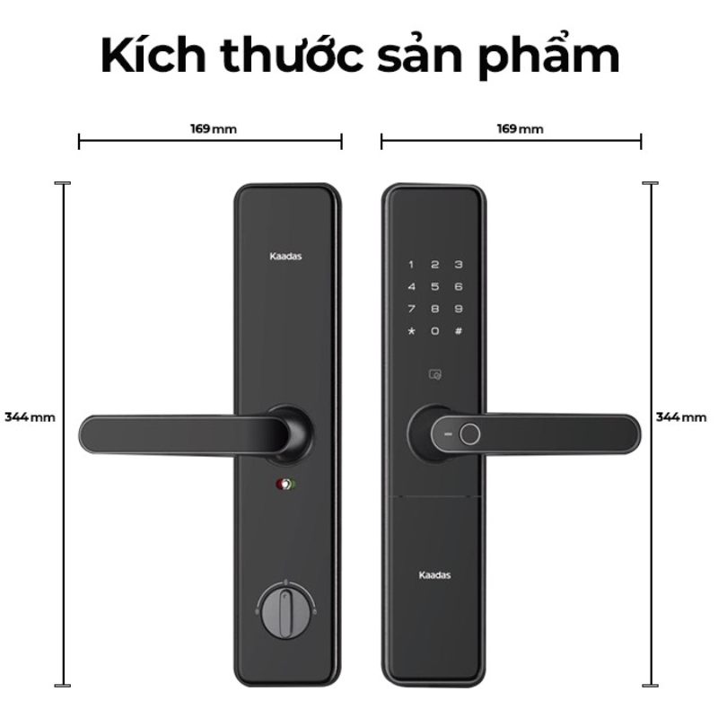 Kích thước của khoá điện tử Kaadas S500-C