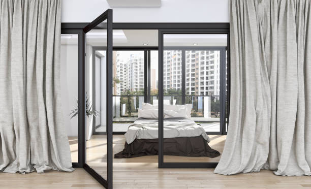 Cửa nhôm Xingfa 1 cánh phòng ngủ màu đen