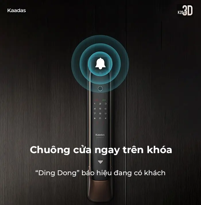 Khóa Kaadas K20-F nhận diện khuôn mặt 3D kết nối nhà thông minh