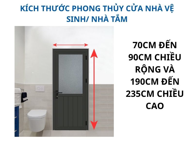 Kích thước phong thủy cửa nhà vệ sinh, nhà tắm