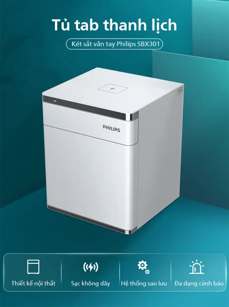 Két sắt gia đình Philips SBX301 sang trọng tích hợp sạc không dây