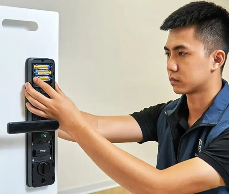 Kiểm tra và thay thế pin khóa cửa