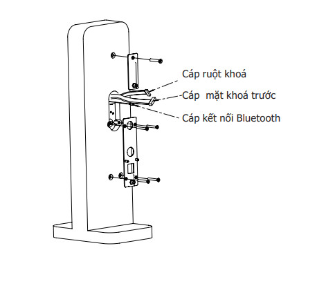 Luồn dây qua ổ khóa và vít cố định để lắp mặt còn lại của khóa