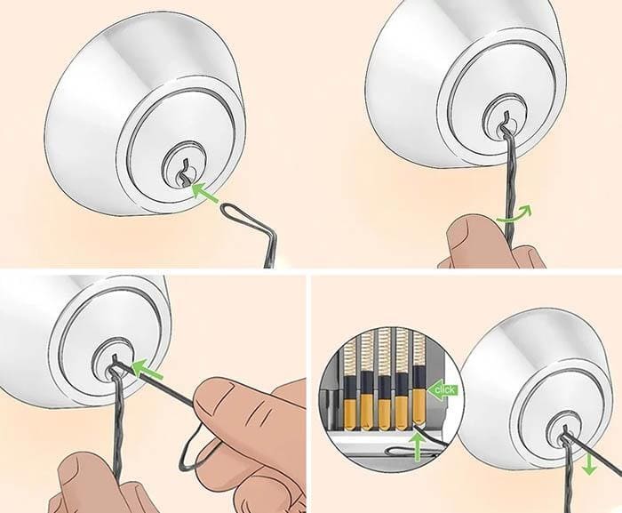 Sử dụng kẹp tăm để mở ổ khóa khi mất chìa