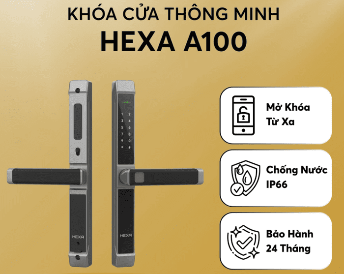 Thiết kế nhỏ gọn giúp khóa vân tay Hexa A100 dễ lắp đặt trên nhiều loại cửa