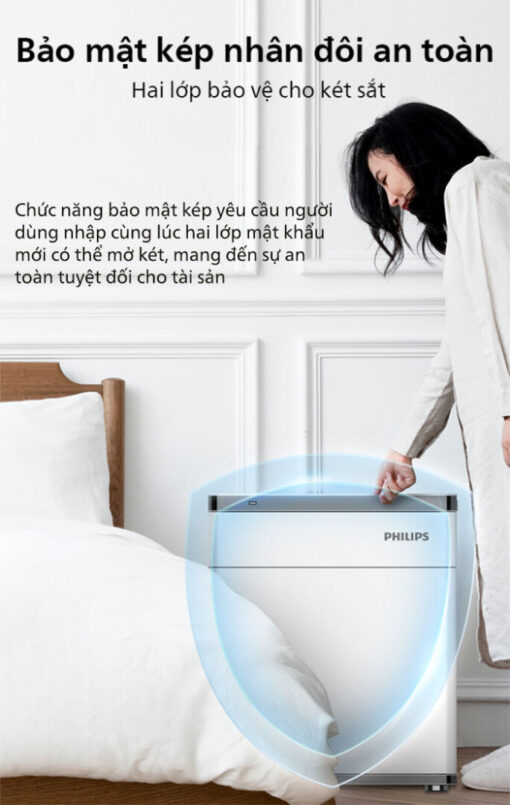 Tính năng bảo mật kép nhân đôi an toàn trên két sắt điện tử Philips SBX301