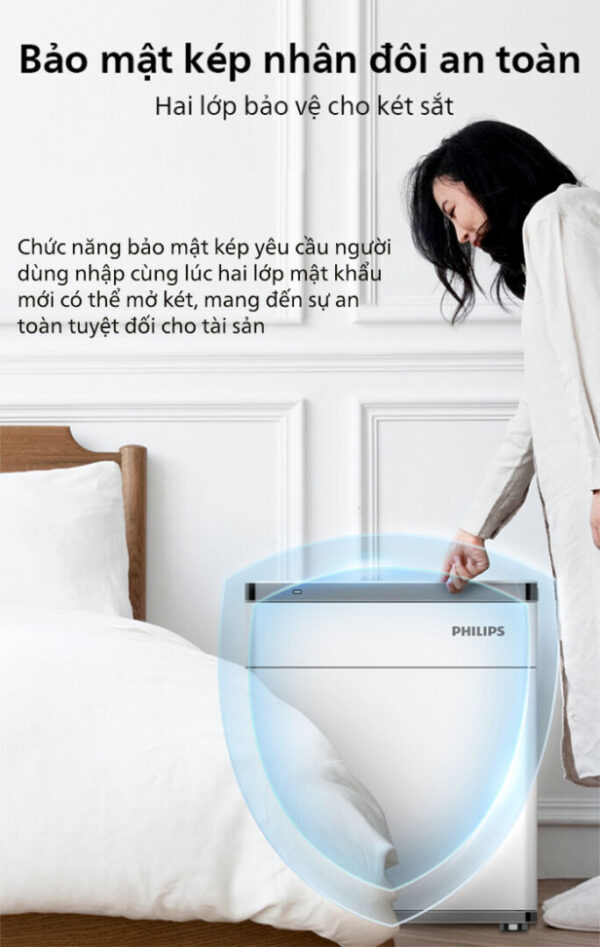 Tính năng bảo mật kép nhân đôi an toàn trên két sắt điện tử Philips SBX301