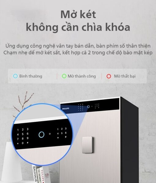 Đèn thông báo trực quan với 3 màu: xanh dương, xanh lá và đỏ