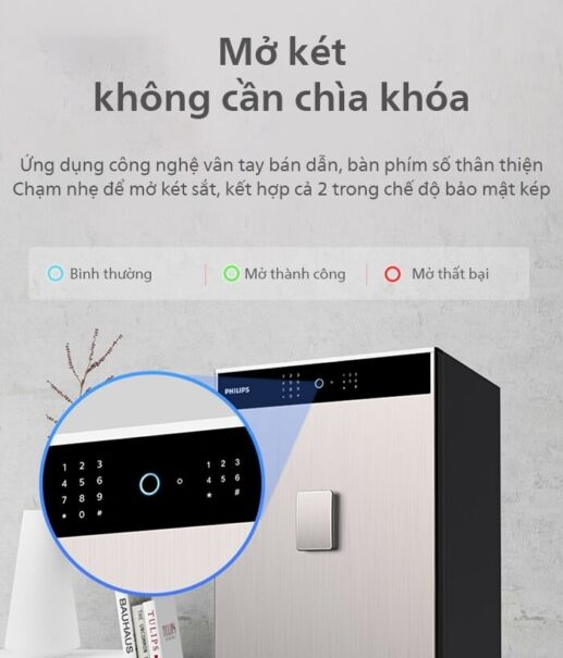 Đèn thông báo trực quan với 3 màu: xanh dương, xanh lá và đỏ