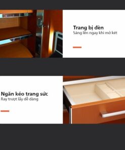 Ngăn kéo đựng trang sức lót nhung với nhiều khu vực phân chia trang sức theo loại: nhẫn, vòng, khuyên tai,...