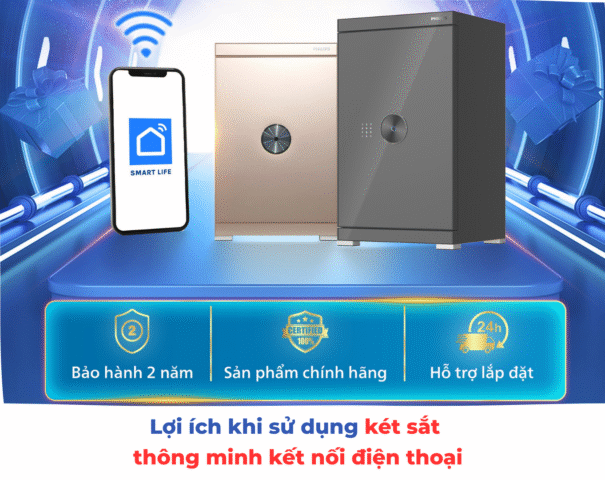 Két sắt thông minh kết nối điện thoại avt